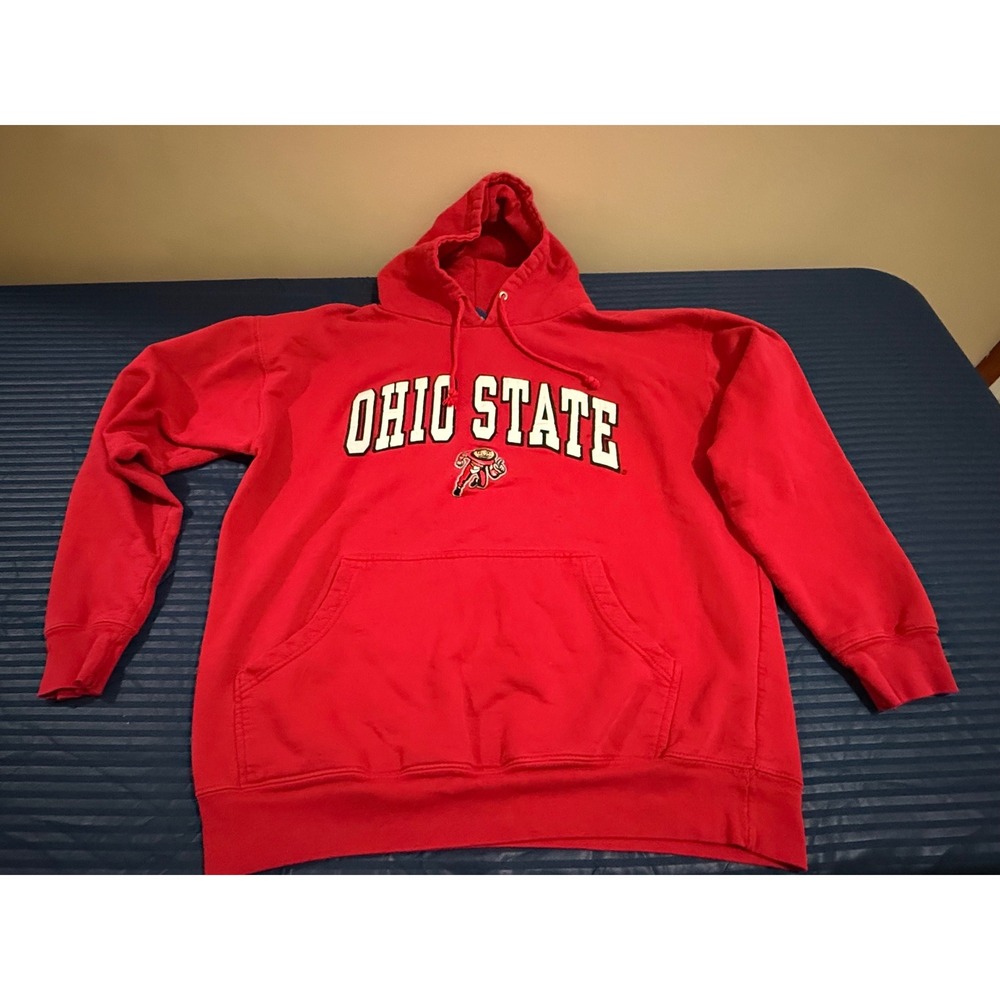 Old Varsity Brand Ohio State Buckeyes Red Hoodie Brutus Buckeye Mascot Mens M